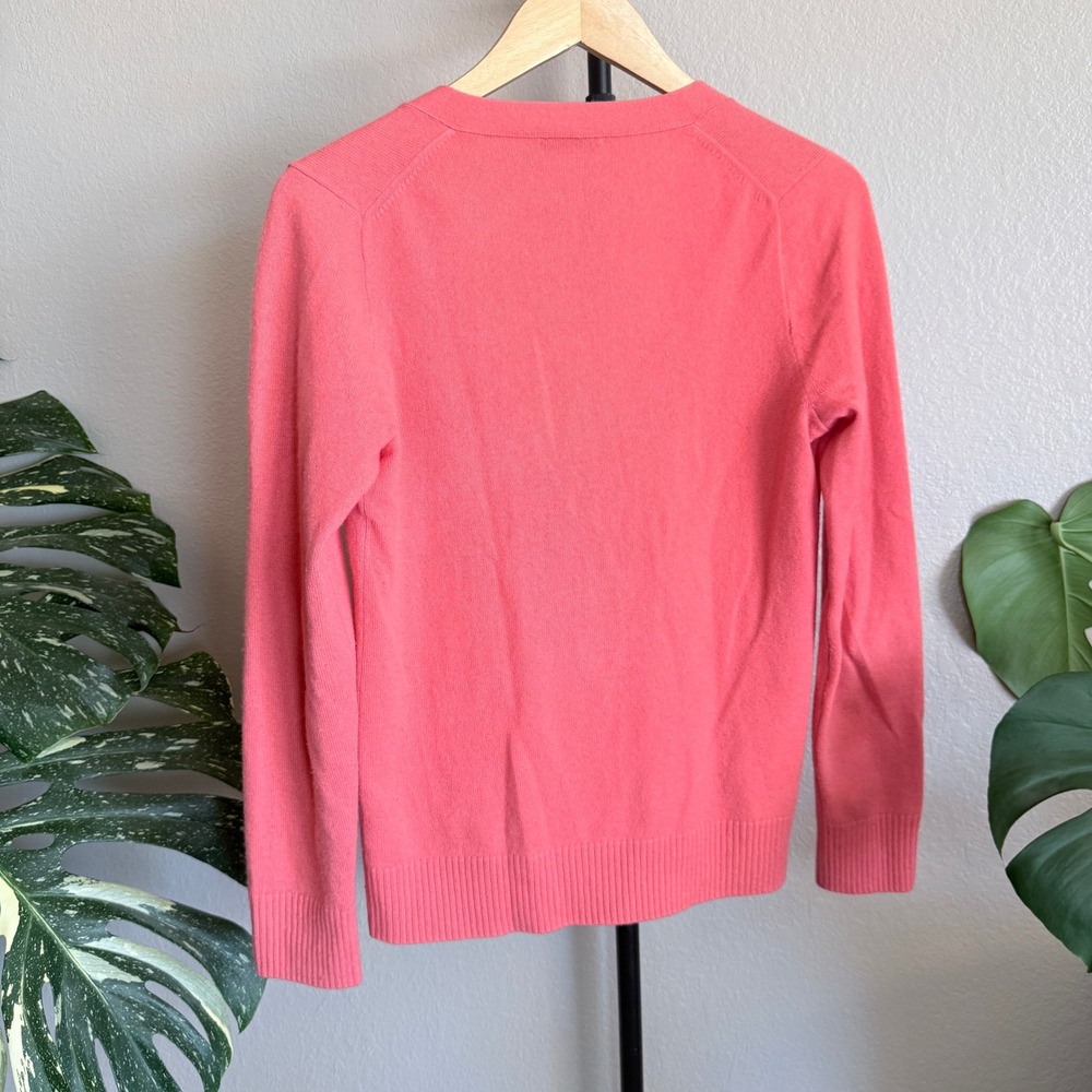 J.Crew Sontuosa 100% Cashmere V-Neck Cardigan Sweater Coral Pink Womens S - Picture 3 of 5